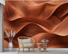Load image into Gallery viewer, 3D Terracotta Wave Wallpaper - Abstract Flowing Fabric - Luxury Sculptural Texture - Modern Minimalist Neutral Mural 1147RS