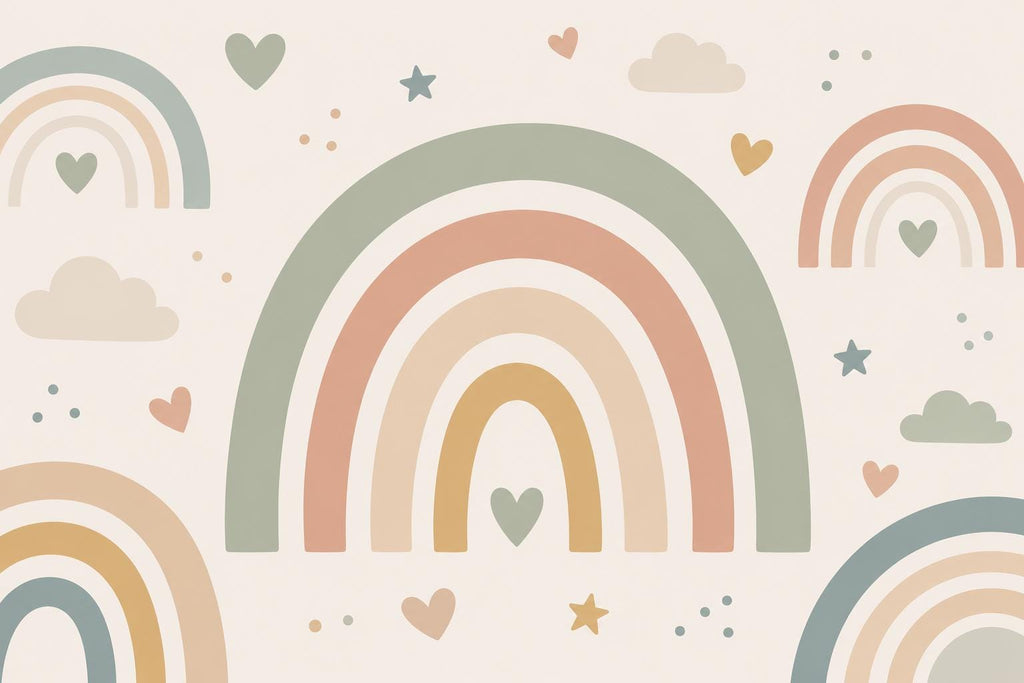 Pastel Rainbow Wallpaper Peel and Stick, Boho Nursery Wall Mural, Neutral Kids Room Decor, Rainbow Bedroom Art Decor 843LU