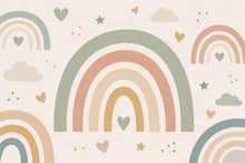 Load image into Gallery viewer, Pastel Rainbow Wallpaper Peel and Stick, Boho Nursery Wall Mural, Neutral Kids Room Decor, Rainbow Bedroom Art Decor 843LU
