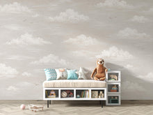 Load image into Gallery viewer, Neutral Cloud Wallpaper Mural | Soft Beige Nursery Wallpaper | Dreamy Sky Wall Decor for Baby Room Kids Bedroom | Peel and Stick 861LU