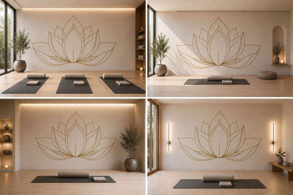 Minimalist Lotus Wall Decal Modern Yoga Studio Wall Art Zen Meditation Decor Peel And Stick Spa Vinyl Sticker Mural