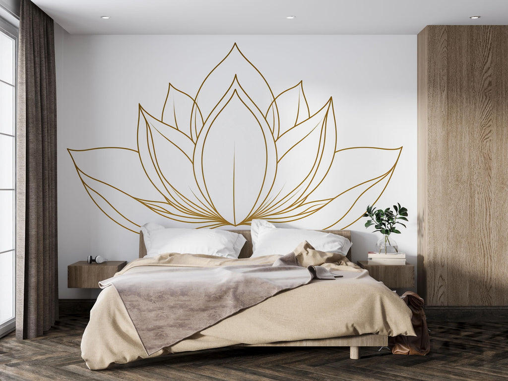 Minimalist Lotus Wall Decal Modern Yoga Studio Wall Art Zen Meditation Decor Peel And Stick Spa Vinyl Sticker Mural