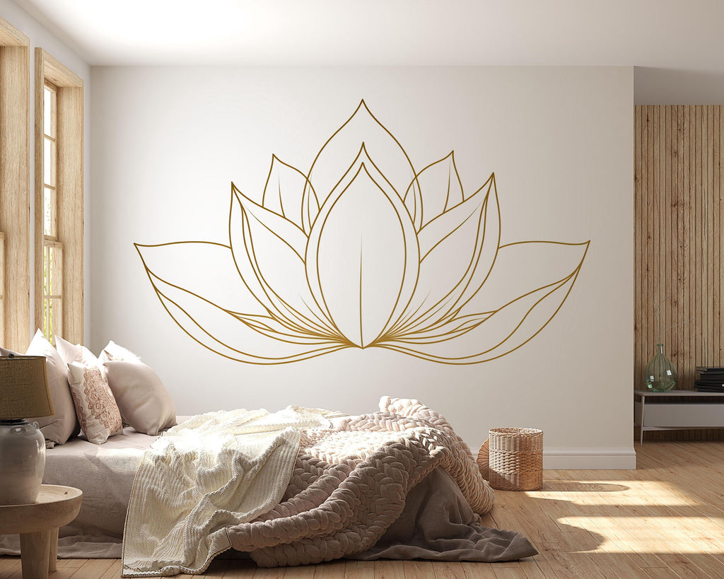Minimalist Lotus Wall Decal Modern Yoga Studio Wall Art Zen Meditation Decor Peel And Stick Spa Vinyl Sticker Mural