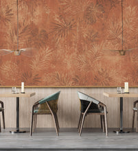 Load image into Gallery viewer, Terracotta Tropical Wallpaper | Vintage Botanical Wall Mural | Rustic Palm Leaf Wallpaper | Moody Boho Decor | Peel and Stick 862LU