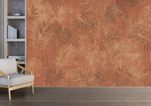 Load image into Gallery viewer, Terracotta Tropical Wallpaper | Vintage Botanical Wall Mural | Rustic Palm Leaf Wallpaper | Moody Boho Decor | Peel and Stick 862LU