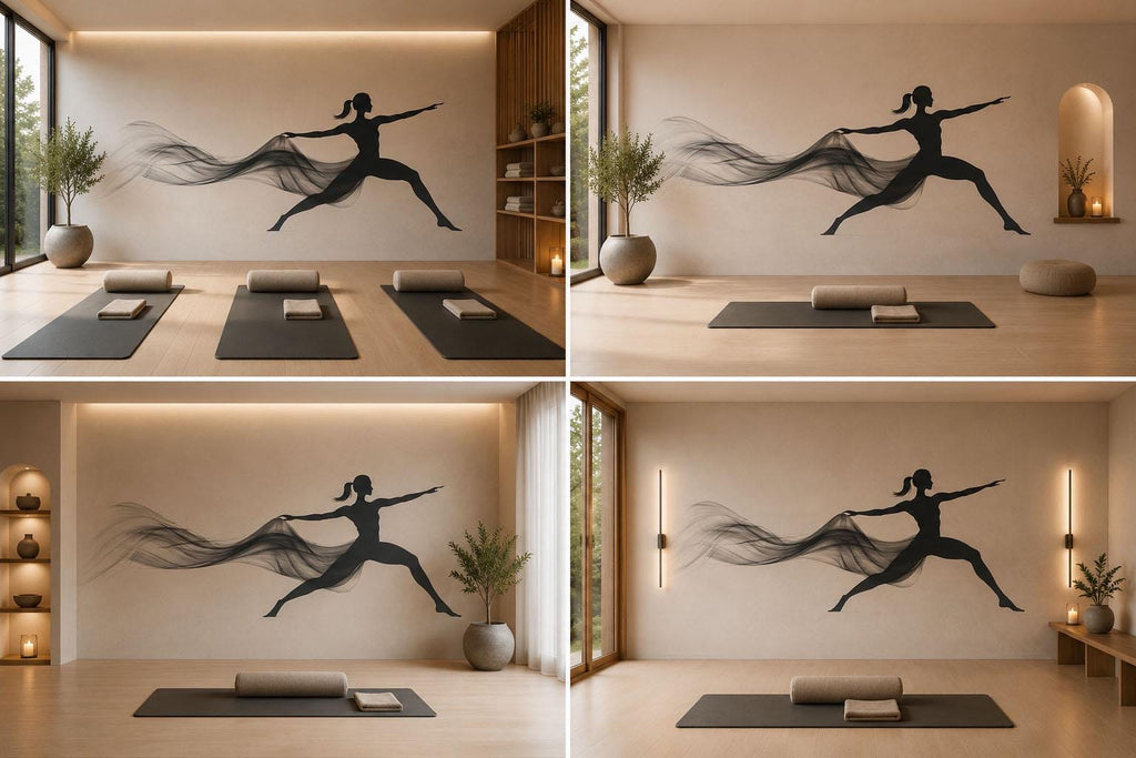 Yoga Pose Wall Decal Modern Fitness Studio Wall Art Meditation Mural Wellness Gym Decor Peel And Stick Vinyl Sticker