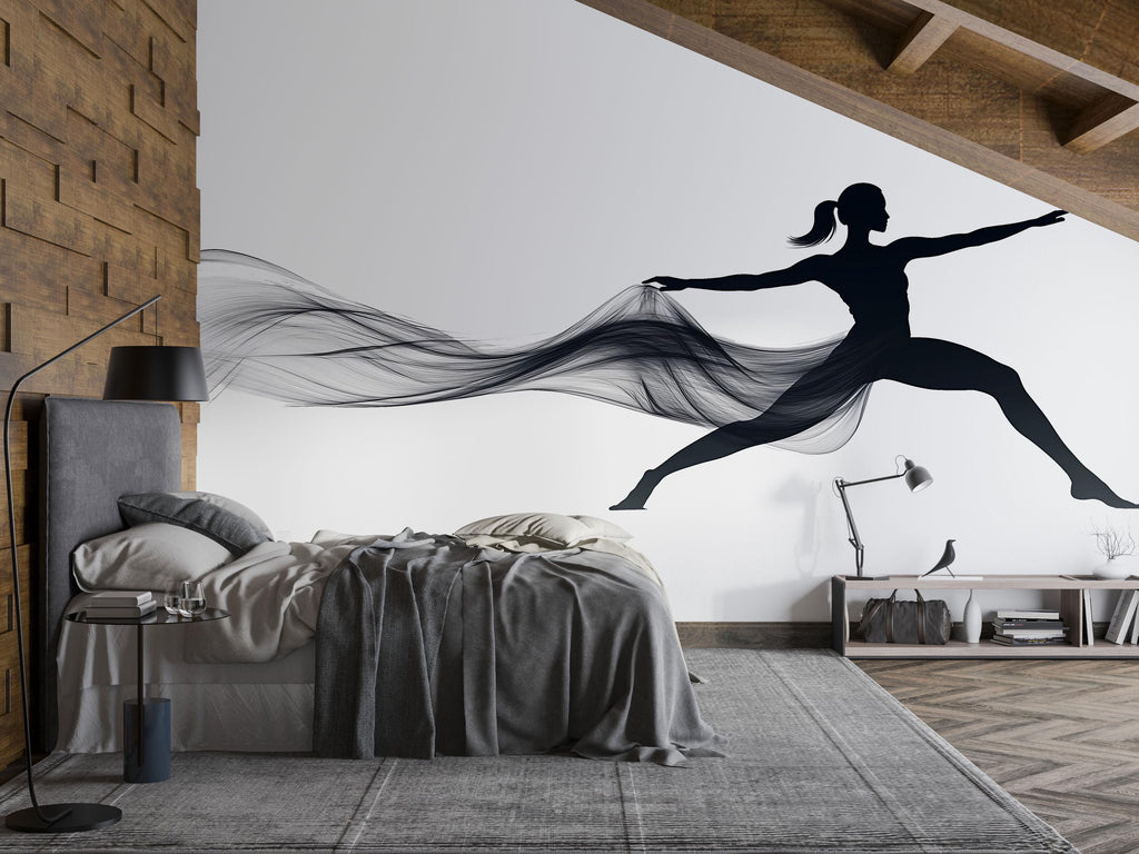 Yoga Pose Wall Decal Modern Fitness Studio Wall Art Meditation Mural Wellness Gym Decor Peel And Stick Vinyl Sticker