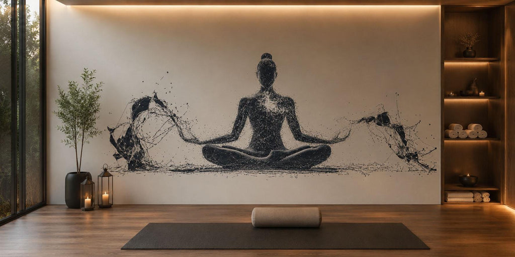 Abstract Meditation Wall Decal Zen Yoga Studio Wall Art Modern Mindfulness Mural Wellness Peel And Stick Vinyl Sticker