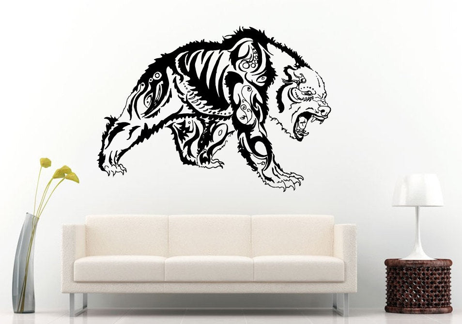 Tribal Polar Bear Roar Animal Wall Decal Vinyl Sticker Mural Room Decor L900