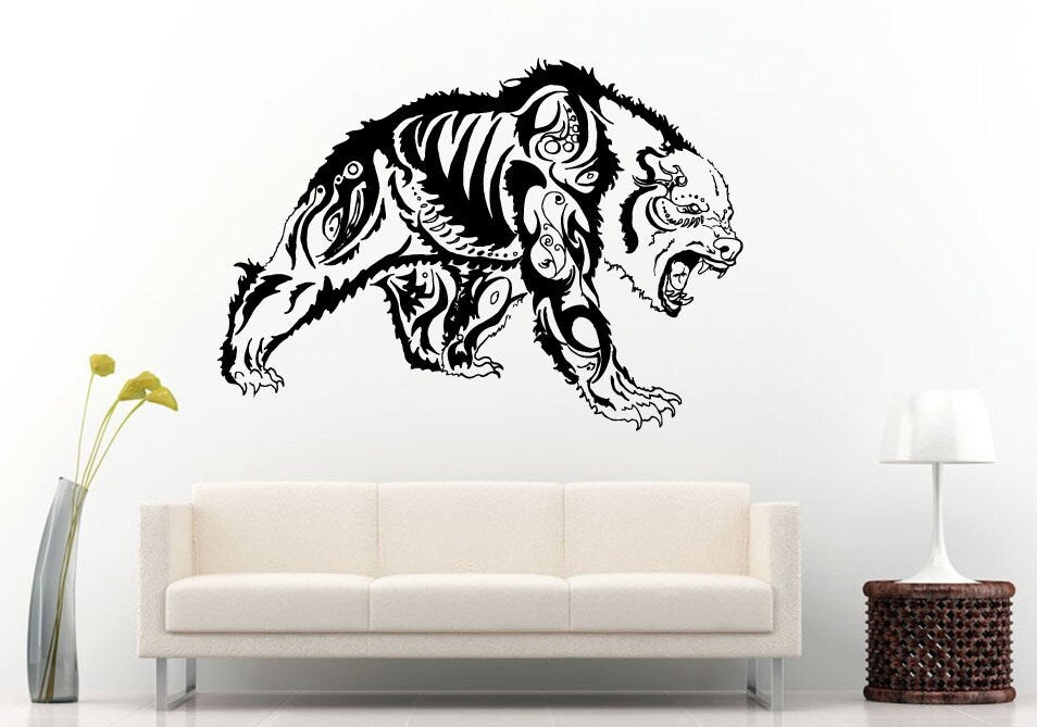 Tribal Polar Bear Roar Animal Wall Decal Vinyl Sticker Mural Room Decor L900
