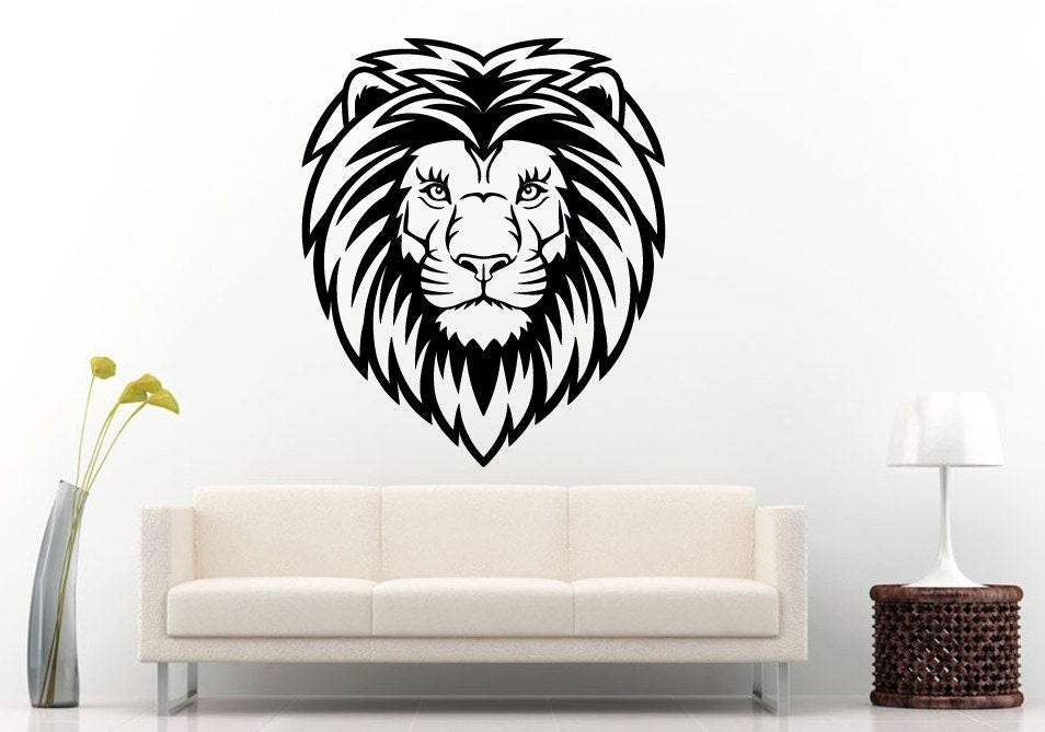 Lion Leo Head Beautiful Mane Tribal African Cat Predator Animal Wall Decal Vinyl Sticker Mural Room Decor L904