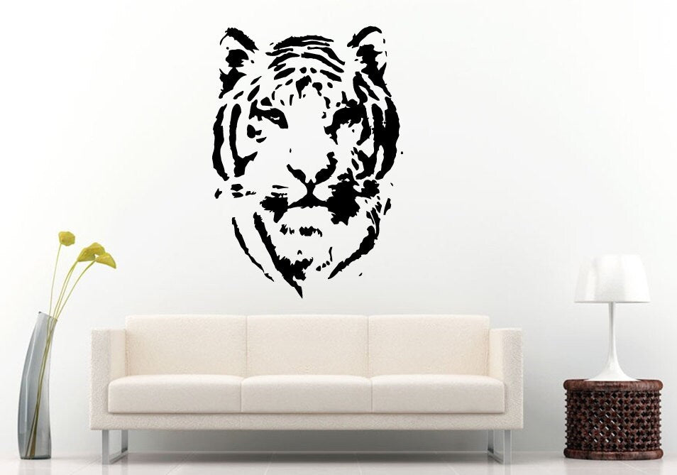Tiger Head Beautiful Tribal Jungle Cat Predator Animal Wall Decal Vinyl Sticker Mural Room Decor L906