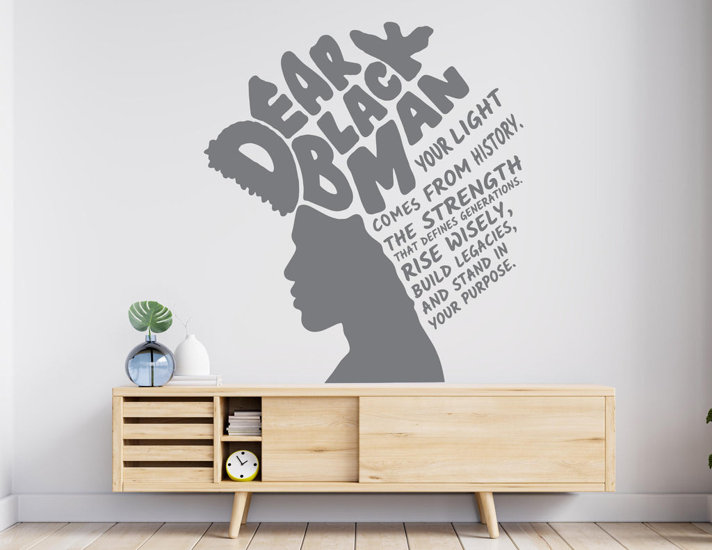 Dear Black Men Wall decal, African American Decor, Melanin Vinyl, Black History, Black History Month Wall art 1130RS