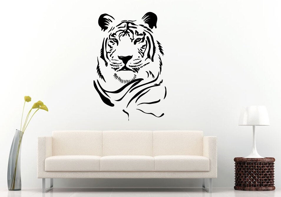Tiger Head Beautiful Tribal Jungle Cat Predator Animal Wall Decal Vinyl Sticker Mural Room Decor L905
