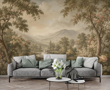 Load image into Gallery viewer, Vintage Landscape Wallpaper Peel and Stick, Romantic Countryside Wall Mural, Floral River Scenic Wallpaper Decor 845LU
