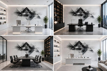 Load image into Gallery viewer, Abstract Geometric Wall Decal Modern Office Wall Art Black And White Corporate Wall Mural Peel And Stick Business Decor