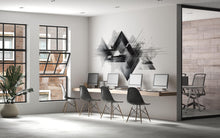 Load image into Gallery viewer, Abstract Geometric Wall Decal Modern Office Wall Art Black And White Corporate Wall Mural Peel And Stick Business Decor