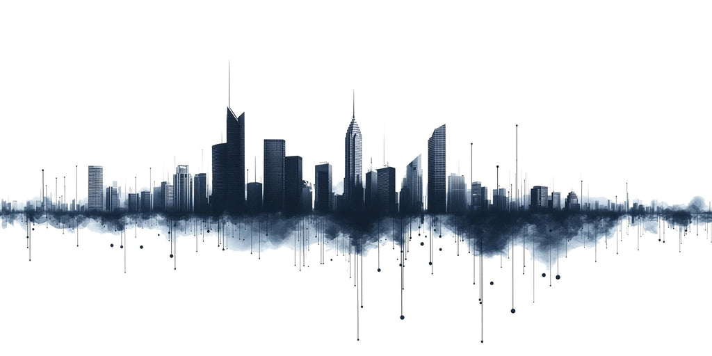 Abstract City Skyline Wall Decal Modern Office Wall Art Urban Business Wall Mural Peel And Stick Corporate Decor