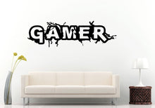 Load image into Gallery viewer, Gamer Word Logo Cracks Breaks Gaming Video Games Wall Decal Vinyl Sticker Mural Room Decor L912