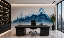 Load image into Gallery viewer, Mountain Wall Decal Modern Office Mural Blue Mountain Landscape Peel And Stick Wall Art Executive Office Decor