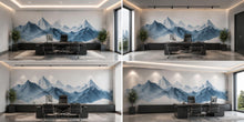 Load image into Gallery viewer, Blue Mountain Wall Decal Modern Office Wall Mural Abstract Mountain Landscape Peel And Stick Business Wall Art