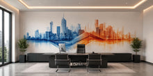 Load image into Gallery viewer, Modern City Skyline Wall Decal Office Wall Mural Abstract Business Growth Wall Art Peel And Stick Decor