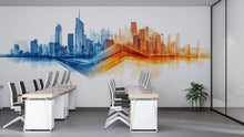 Load image into Gallery viewer, Modern City Skyline Wall Decal Office Wall Mural Abstract Business Growth Wall Art Peel And Stick Decor
