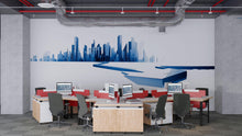 Load image into Gallery viewer, Blue City Skyline Wall Decal Modern Office Wall Mural Abstract Corporate Peel And Stick Wall Art Decor