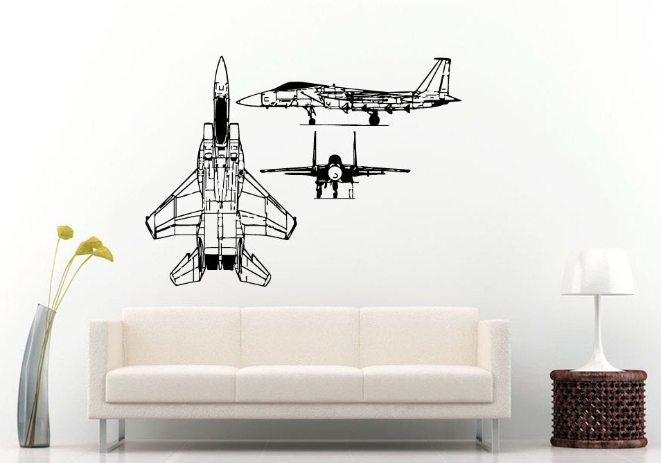 Air Force Navy Fighter Fighting Jet Airplane Wall Decal Vinyl Sticker Mural Room Decor L920