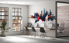 Load image into Gallery viewer, Modern Geometric City Skyline Wall Decal Corporate Office Wall Mural Abstract Business Peel And Stick Wall Art