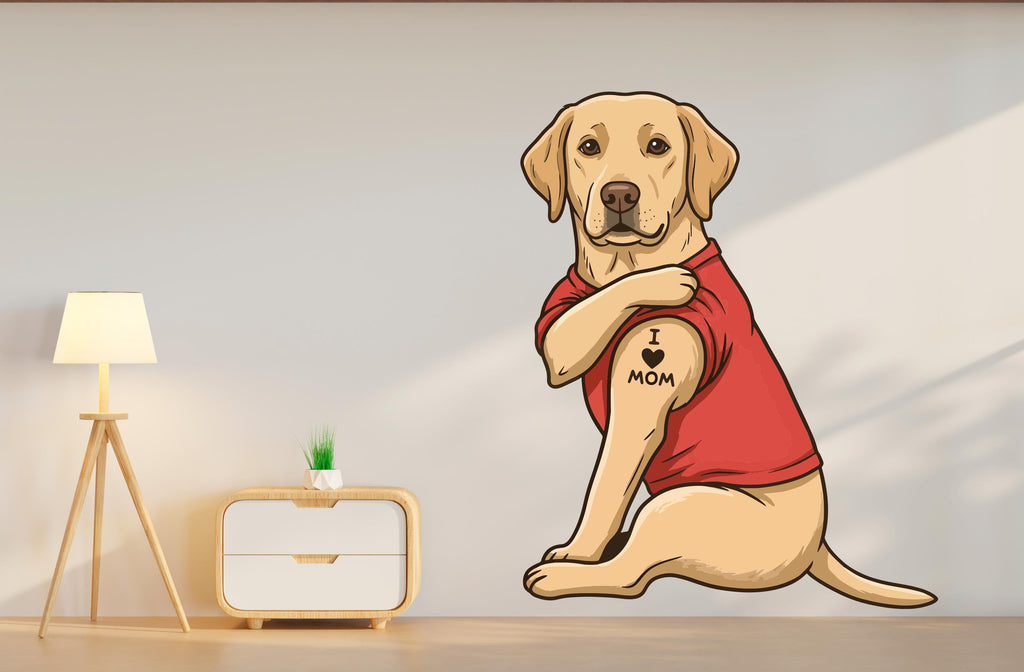 Labrador Dog wall decal I love Mom Tattoo Dog decor Dog wall art Decal Dog Lover Animals decal Bathroom Wall Decals Stickers Vinyl 1150RS
