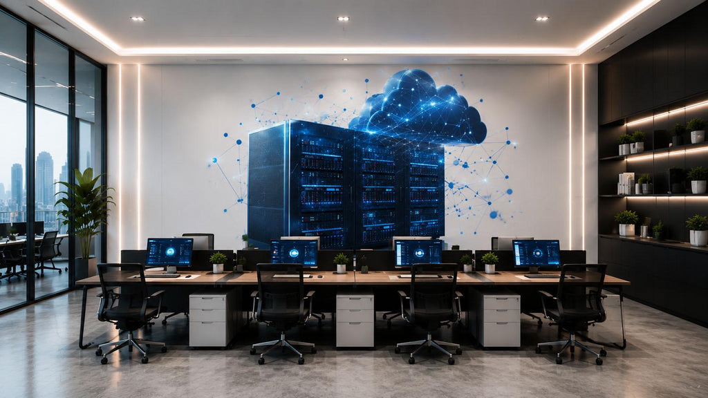 Cloud Server Wall Decal Data Center Wall Mural IT Office Decor Cloud Computing Wall Art Technology Office Sticker Peel And Stick