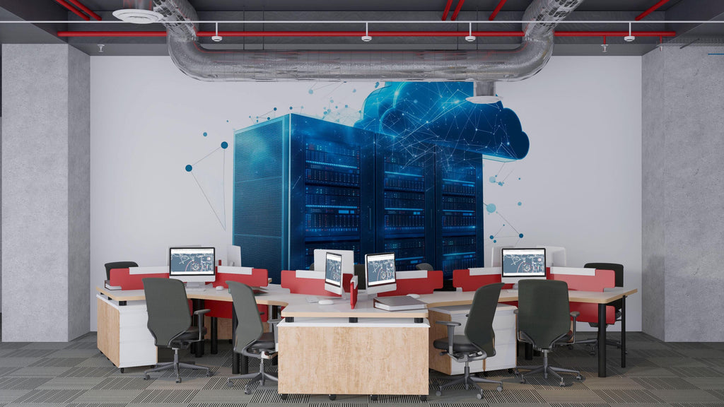 Cloud Server Wall Decal Data Center Wall Mural IT Office Decor Cloud Computing Wall Art Technology Office Sticker Peel And Stick