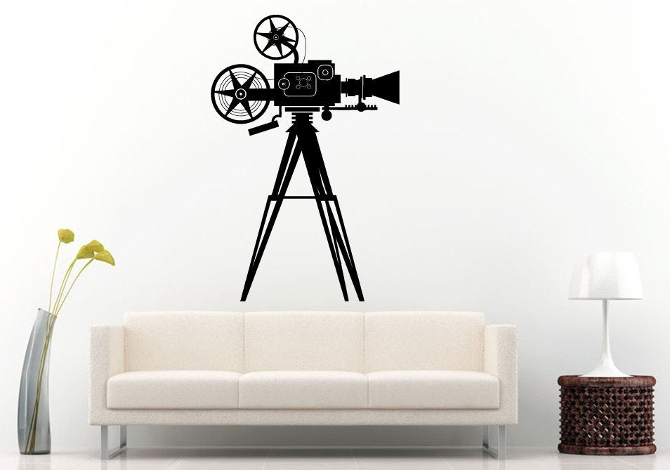 Movie Film Cinema Roll Vintage Video Camera Wall Decal Vinyl Sticker Mural Room Decor L931