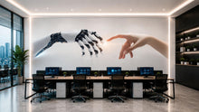 Load image into Gallery viewer, AI Human Connection Wall Decal, Robot Hand Office Wall Sticker, Artificial Intelligence Wall Art, Technology Office Decor, Innovation Mural