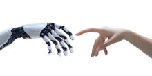 Load image into Gallery viewer, AI Human Connection Wall Decal, Robot Hand Office Wall Sticker, Artificial Intelligence Wall Art, Technology Office Decor, Innovation Mural