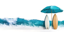 Load image into Gallery viewer, Ocean Wave Wall Decal, Coastal Beach Wall Art, Surfboard Wall Sticker, Airbnb Decor, Beach House Wall Mural, Tropical Coastal Decor