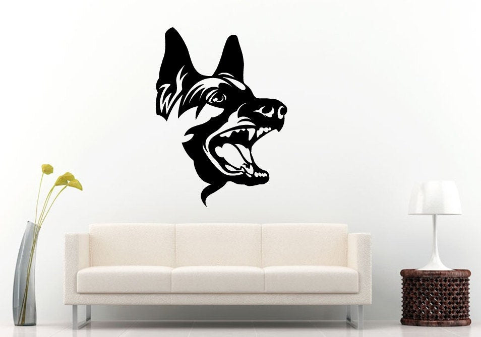German Shepard Dog Mans Best Friend Cop Dog Breed Animal Wall Decal Vinyl Sticker Mural Room Decor L941