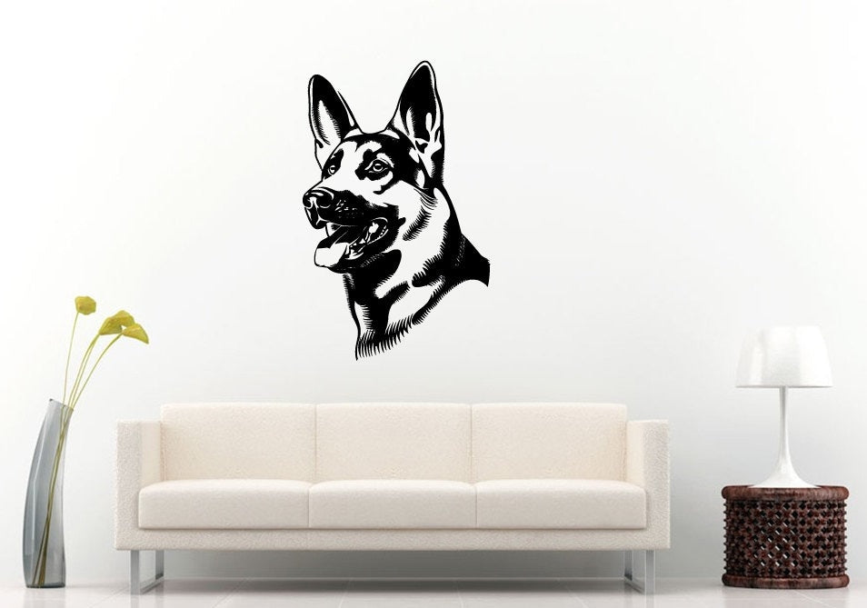 German Shepard Dog Mans Best Friend Cop Dog Breed Animal Wall Decal Vinyl Sticker Mural Room Decor L947