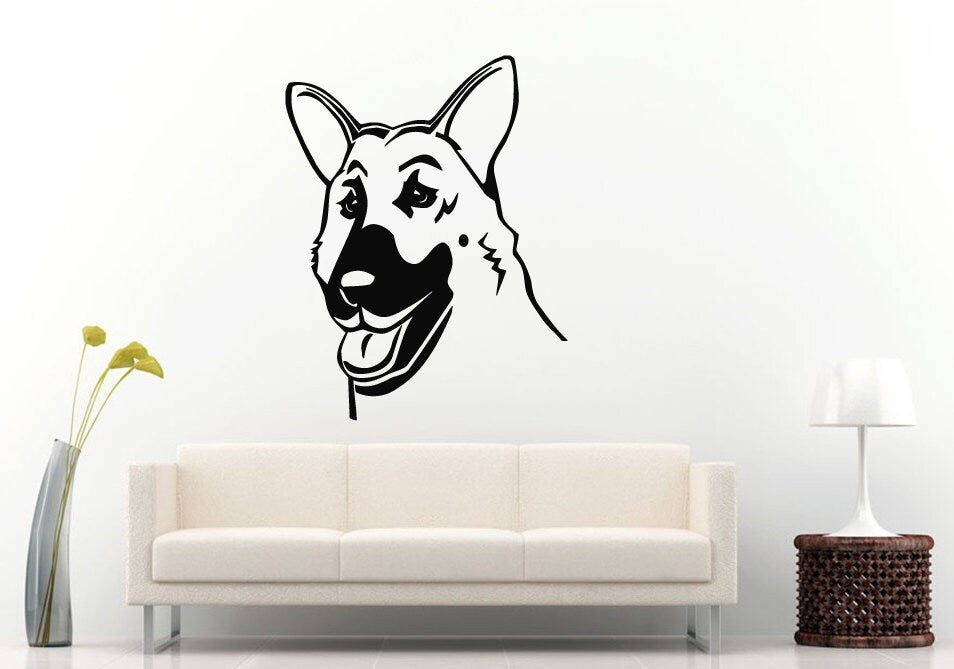 German Shepard Dog Mans Best Friend Cop Dog Breed Animal Wall Decal Vinyl Sticker Mural Room Decor L953