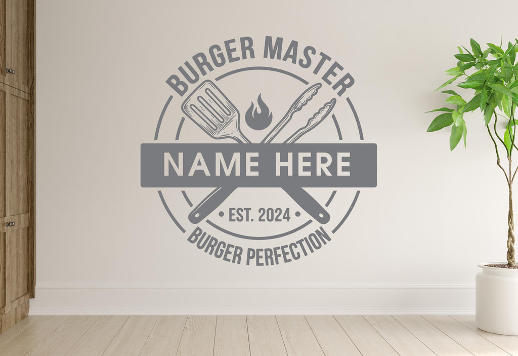 Burger Wall Decal | Restaurant Burger Decor | Burger art | Custom Name