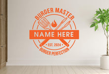 Load image into Gallery viewer, Burger Wall Decal | Restaurant Burger Decor | Burger art | Custom Name