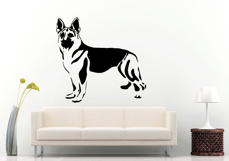 German Shepard Dog Mans Best Friend Cop Dog Breed Animal Wall Decal Vinyl Sticker Mural Room Decor L940