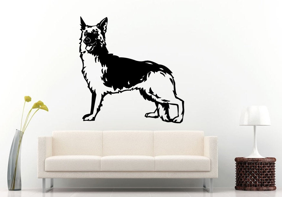 German Shepard Dog Mans Best Friend Cop Dog Breed Animal Wall Decal Vinyl Sticker Mural Room Decor L943