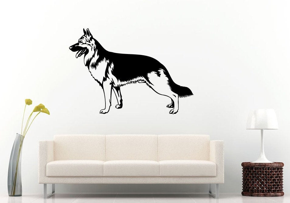 German Shepard Dog Mans Best Friend Cop Dog Breed Animal Wall Decal Vinyl Sticker Mural Room Decor L948