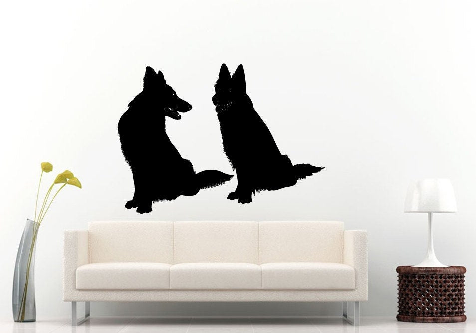 German Shepard Dog Mans Best Friend Cop Dog Breed Animal Wall Decal Vinyl Sticker Mural Room Decor L952