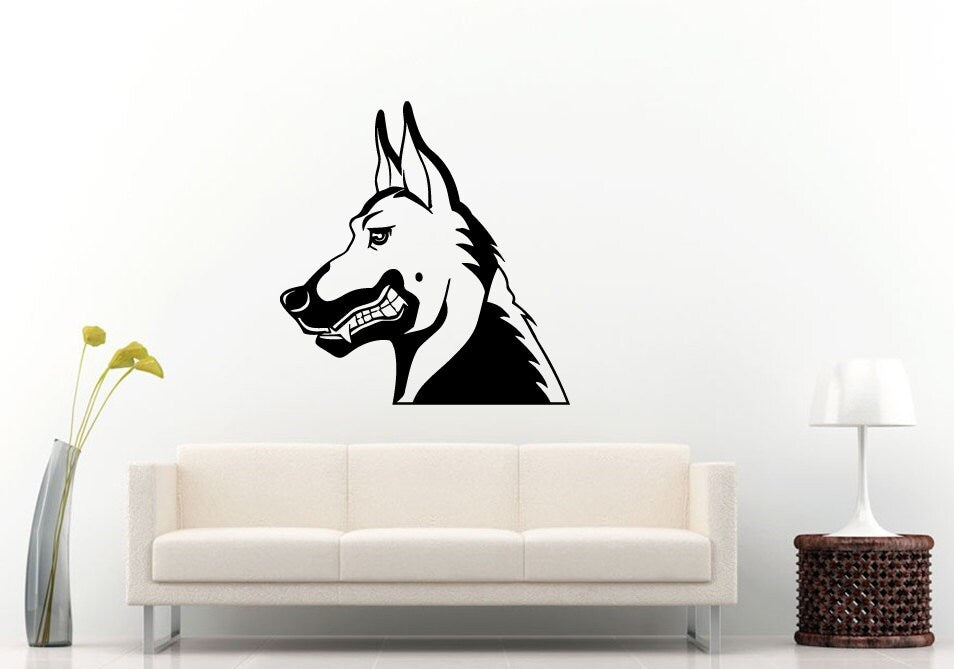 German Shepard Dog Mans Best Friend Cop Dog Breed Animal Wall Decal Vinyl Sticker Mural Room Decor L954