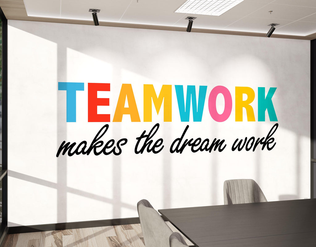 Teamwork makes the Dream Work Wall Decal, Office sticker, Office wall art Business Logo Business wall decal Decal 429DE