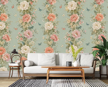 Load image into Gallery viewer, Vintage Floral Wallpaper, Botanical Wall Mural, Cottagecore Flower Wallpaper, Peony Garden Bedroom Decor, Peel and Stick 857LU