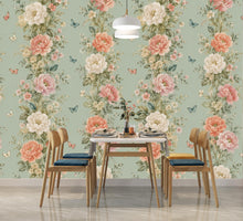 Load image into Gallery viewer, Vintage Floral Wallpaper, Botanical Wall Mural, Cottagecore Flower Wallpaper, Peony Garden Bedroom Decor, Peel and Stick 857LU